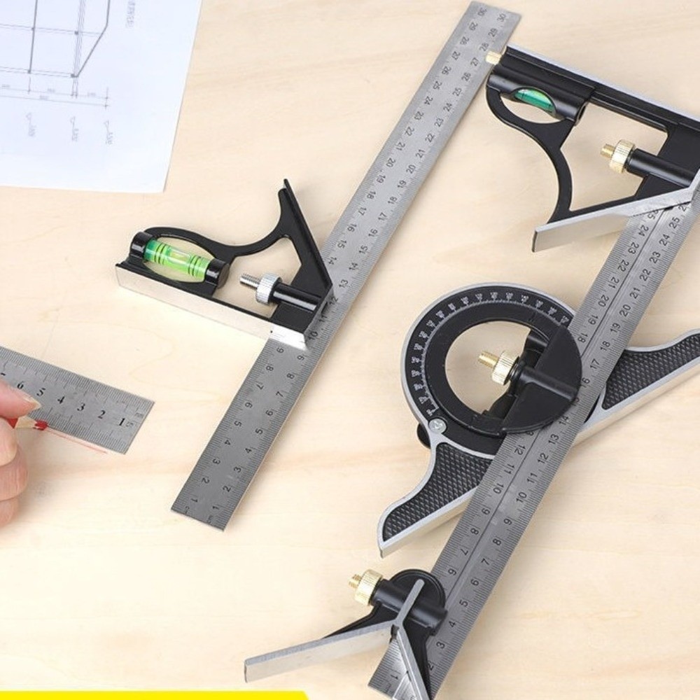 Woodworking For Engineers - 3-in-1 Combinatie-winkelhaak 300mm Waterpas Meetinstrument voor