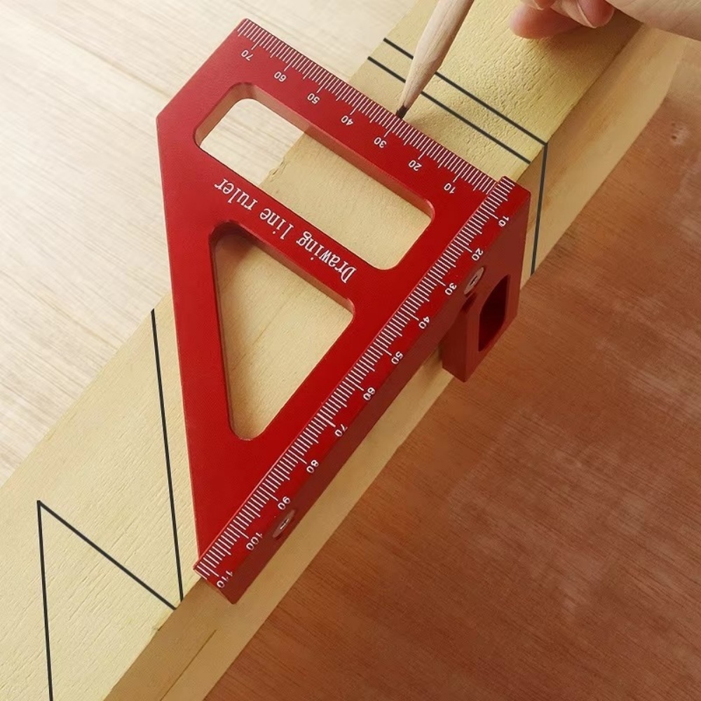 Woodworking For Engineers - Houtbewerkingsvierkantige gradenboog van aluminiumlegering, driehoekige liniaal,