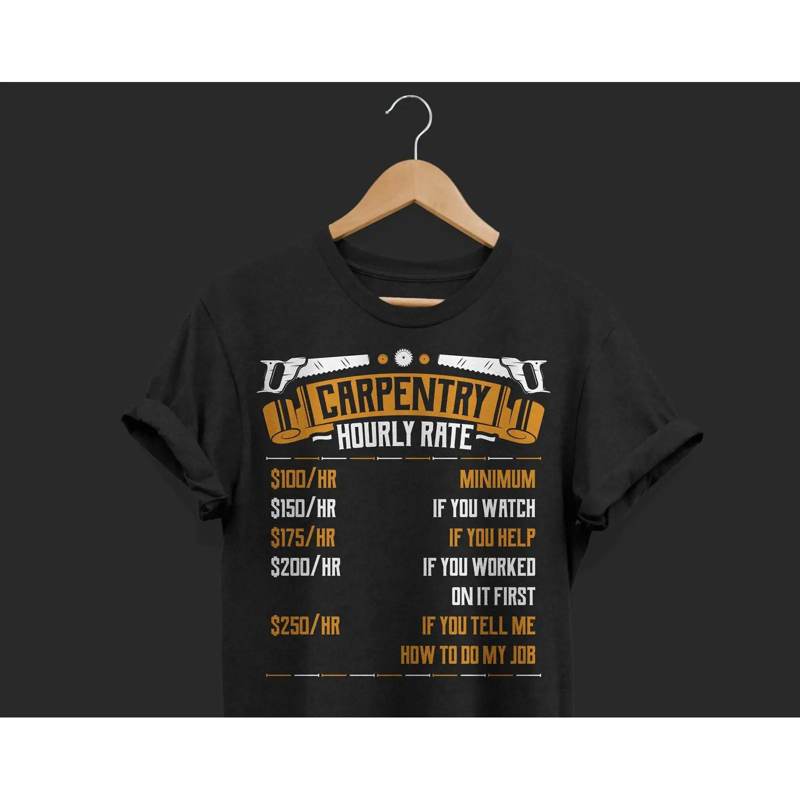 Woodworking Union - Grappig timelijk loon timmerman T-shirt Houtbewerking